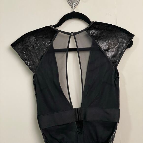 Victoria’s Secret Small black gold velour metallic chain shoulder pads sheer - Picture 6 of 8